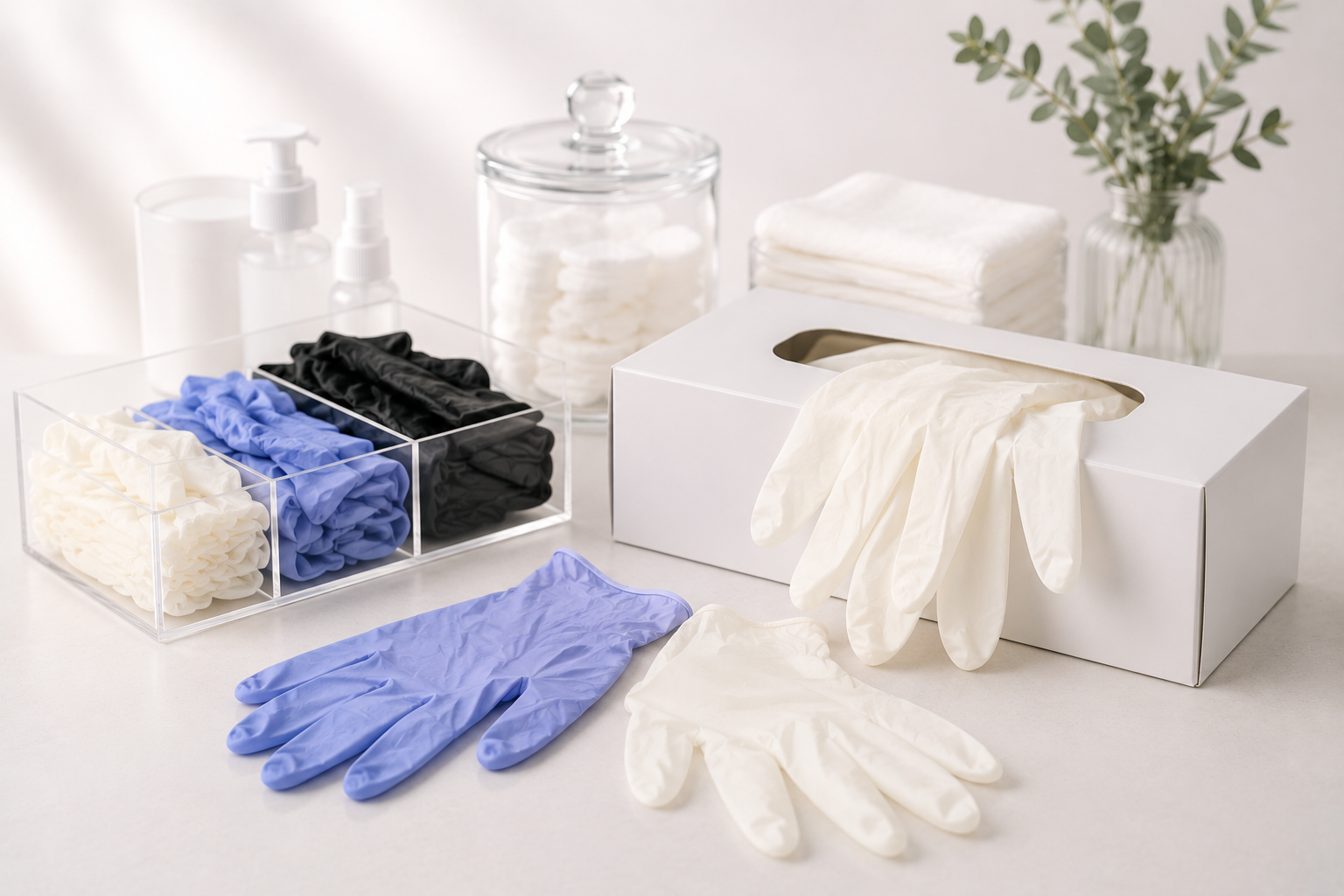 Guantes de Látex Sin Polvo Desechables Blancos – Caja 100 Unidades