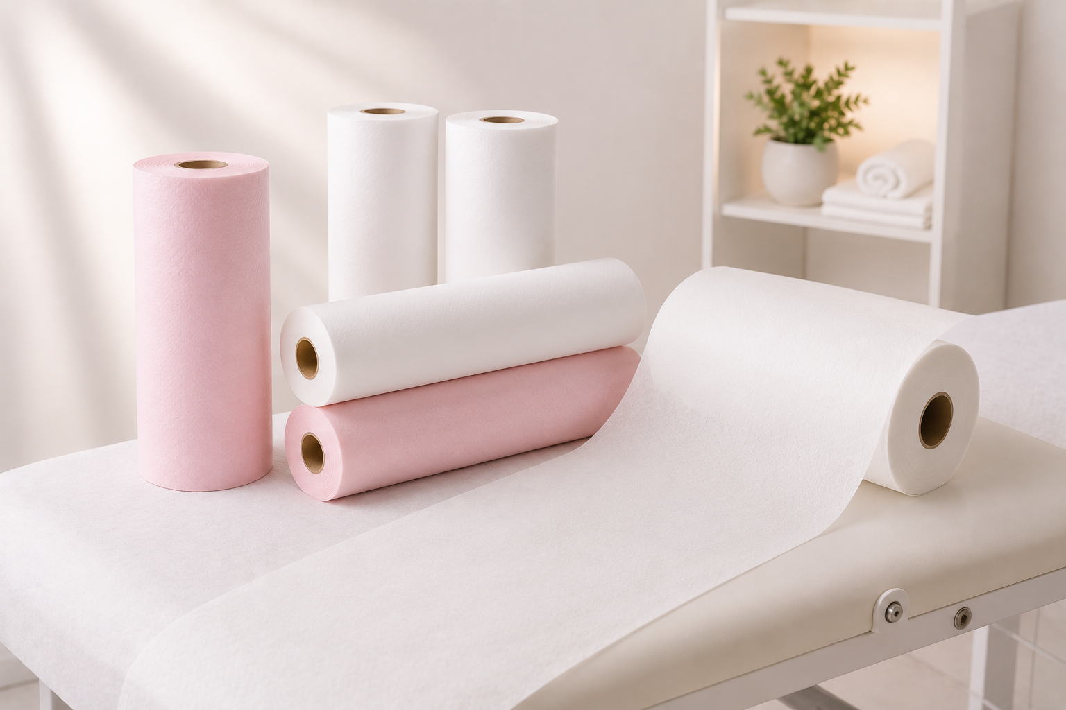 Maxi rollo camilla 2 capas pura celulosa 80 m gofrado laminado precorte cada 2 m – Caja de 6 rollos