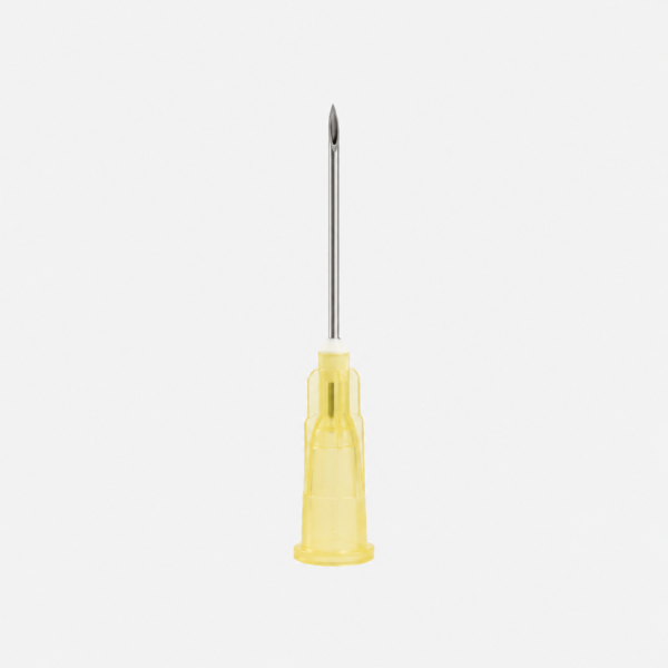 aguja_dispofine_20g_amarillo_0,9x25mm Aguja hipodérmica Dispofine 20G amarilla 0,9 x 25 mm – Caja de 100 unidades