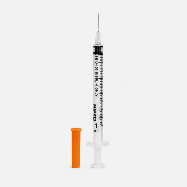 Jeringa de insulina 1 ml con aguja 29G x 13 mm estéril – Caja de 100 unidades