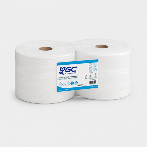 Bobina Industrial de Celulosa 2 Capas Gofrada 450 m – Pack 2 Rollos