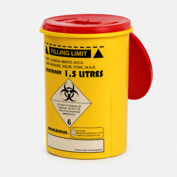 Contenedor de seguridad para agujas usadas 1,5 litros desechable