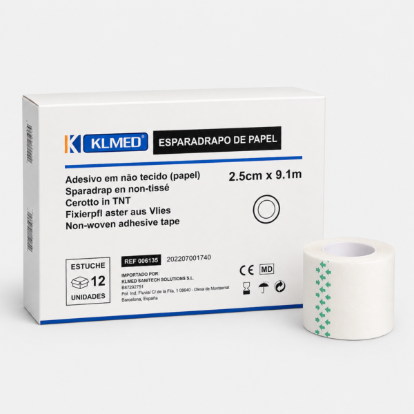 Esparadrapo de Papel Hipoalergénico para Fijación de Apósitos 2,5 cm x 9,1 m – Estuche 12 Unidad