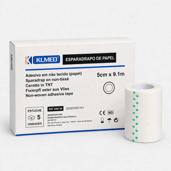 Esparadrapo de Papel Hipoalergénico para Fijación de Apósitos 5 cm x 9,1 m – Estuche 6 Unidades
