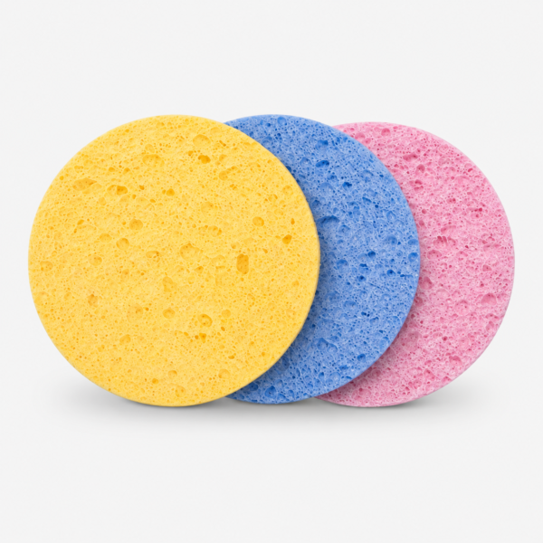 Esponjas Desmaquillantes Faciales Redondas de elulosa – Pack de 48 unidades (4 paquetes x 12)