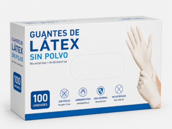 Guantes de Látex Sin Polvo Desechables Blancos – Caja 100 Unidades