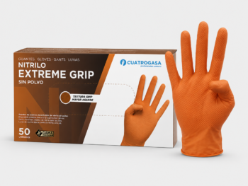 Guantes de Nitrilo Naranja Extreme Grip Sin Polvo Caja 50 Unidades