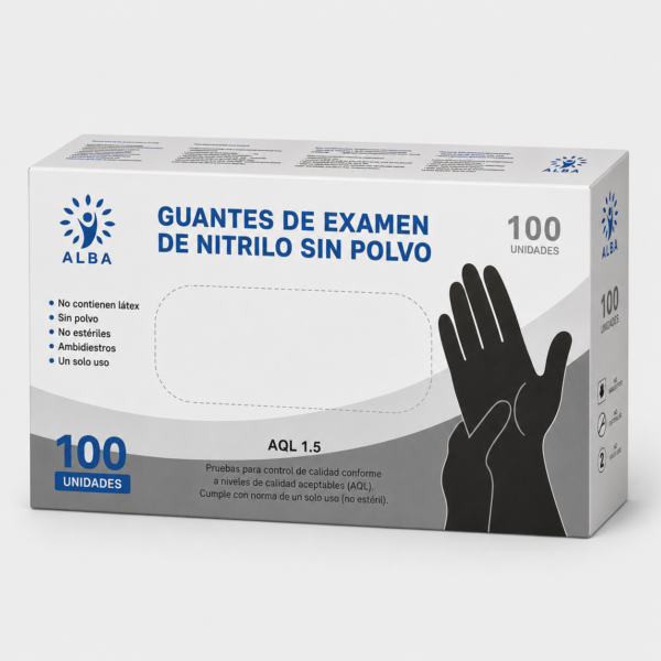 Guantes de Nitrilo Negro 3,5 g Sin Polvo
