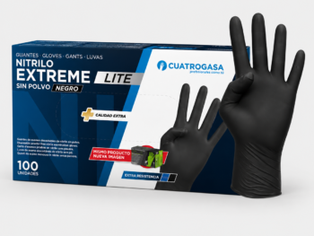 Guantes de Nitrilo Negro Extreme Lite Alta Resistencia Sin Polvo Caja 100 Unidades