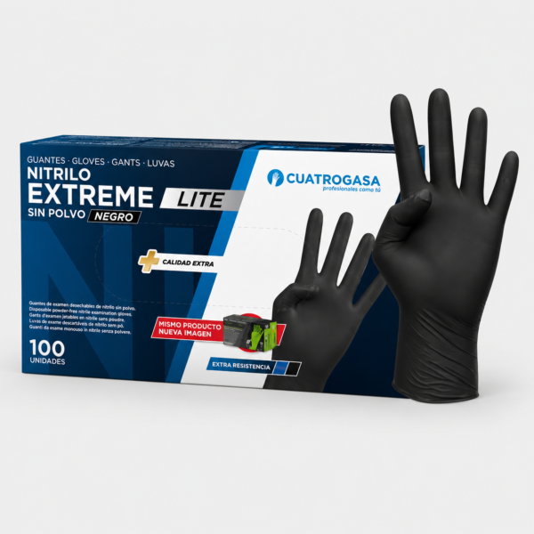 guantes_nitrilo_negro_extreme_lite Guantes de Nitrilo Negro Extreme Lite Alta Resistencia Sin Polvo Caja 100 Unidades