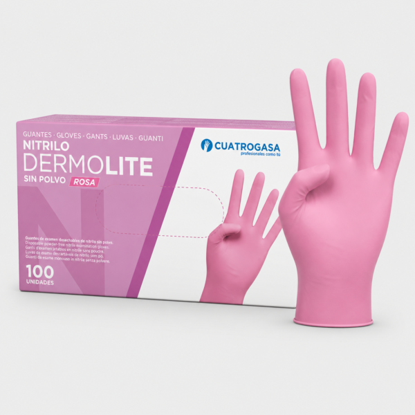 guantes_nitrilo_rosa_dermolite Guantes de Nitrilo Rosa Dermolite Sin Polvo 3,5 g Caja de 100 Unidades