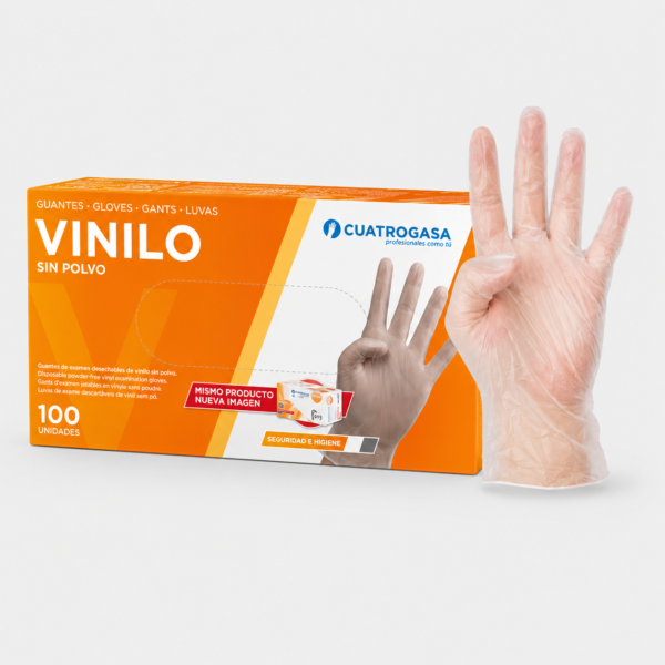 Guantes de Vinilo Sin Polvo Uso Profesional Caja 100 Unidades