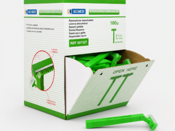 Rasuradora Desechable de 2 Hojas con Peine KLMED Verde – Caja 100 Unidades