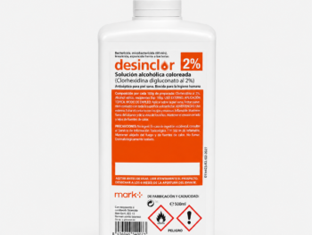 Clorhexidina alcohólica coloreada 2% 500 ml con tapón – Antiséptico para piel sana