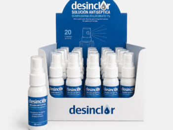 Expositor de clorhexidina acuosa incolora 1% en spray 30 ml – 20 unidades