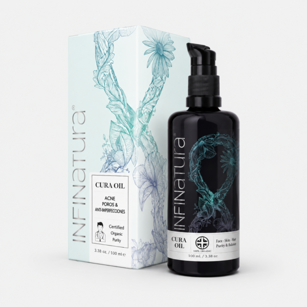 Infinatura Cura Oil con 8 Aceites Esenciales 100 ml – Aceite Orgánico para Piel, Rostro y Cabello