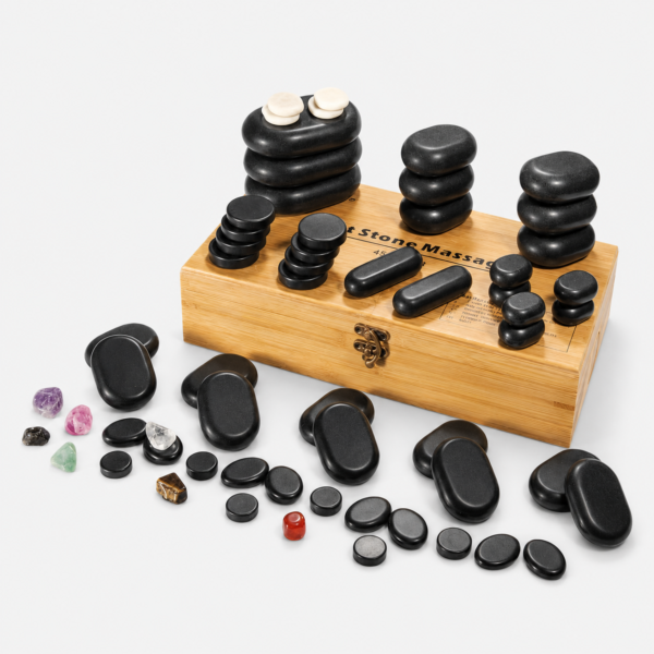 set_60_piedras Set de 60 Piedras de Basalto para Masaje en Caja de Madera