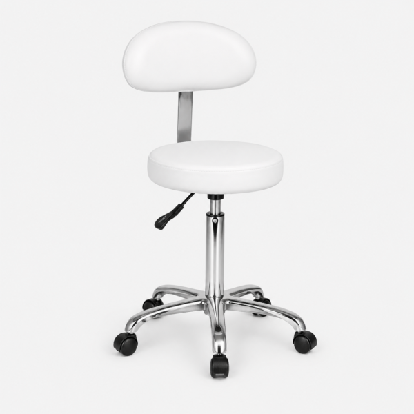 Silla Profesional con Respaldo Regulable Blanca para Estética